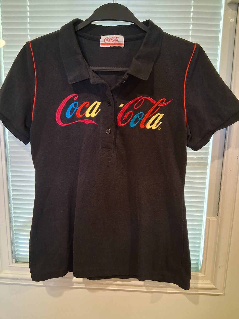 Sku39 Coca Cola Black Polo with Multicolor Script Logo
